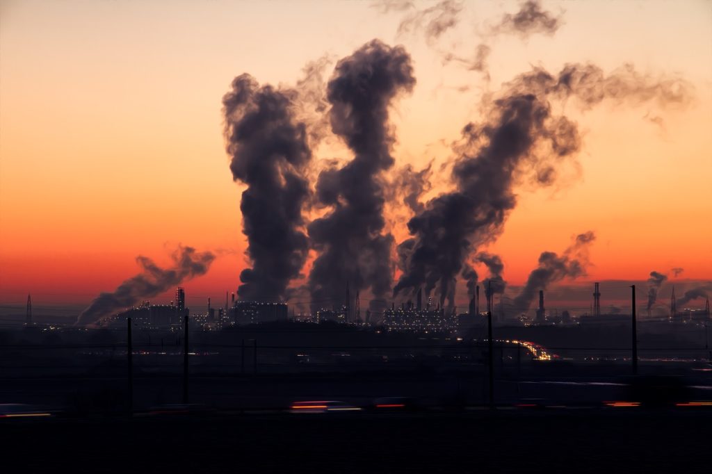 industrial plant during sunrise image