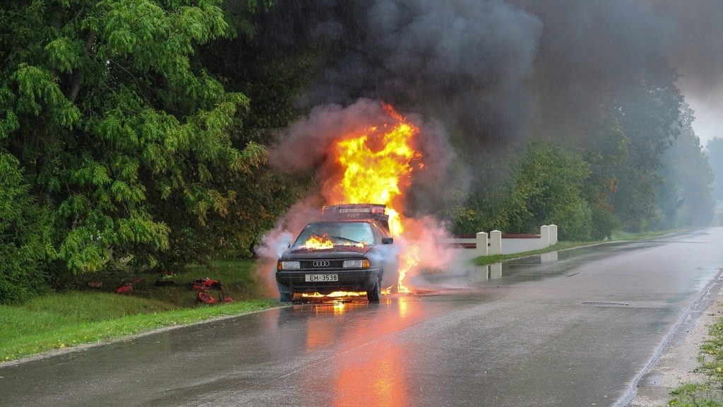 car accident fire image