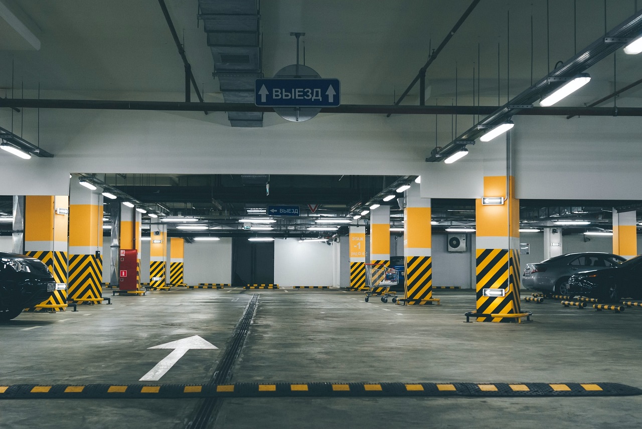 cars parked at underground parking space