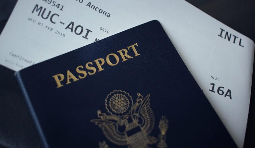 Passport and plane ticket