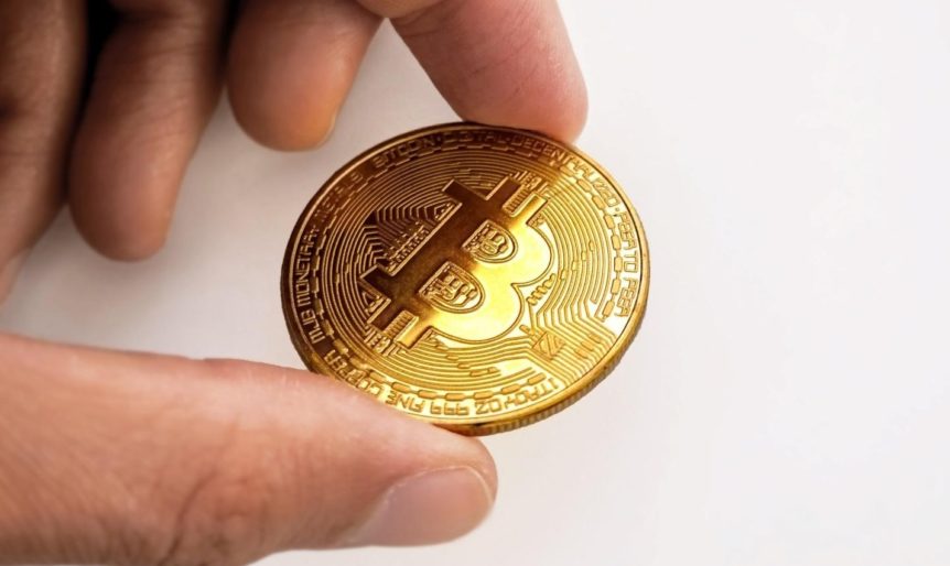 person holding a Bitcoin